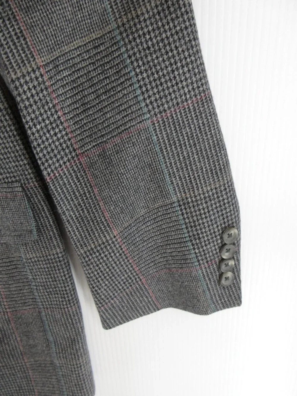 VINTAGE Majer Sport Coat 44 Blazer Pure Wool Glen Plaid Jacket USA *